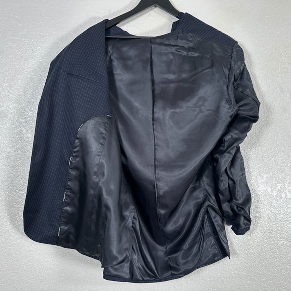 Calvin Klein Regular Fit 2pc. Navy Pinstripe Suit Men's Size Large/34x34 - Picture 6 of 13